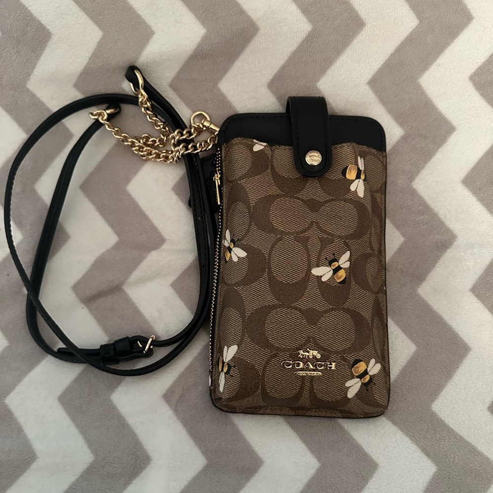 Coach phone crossbody with Bee print